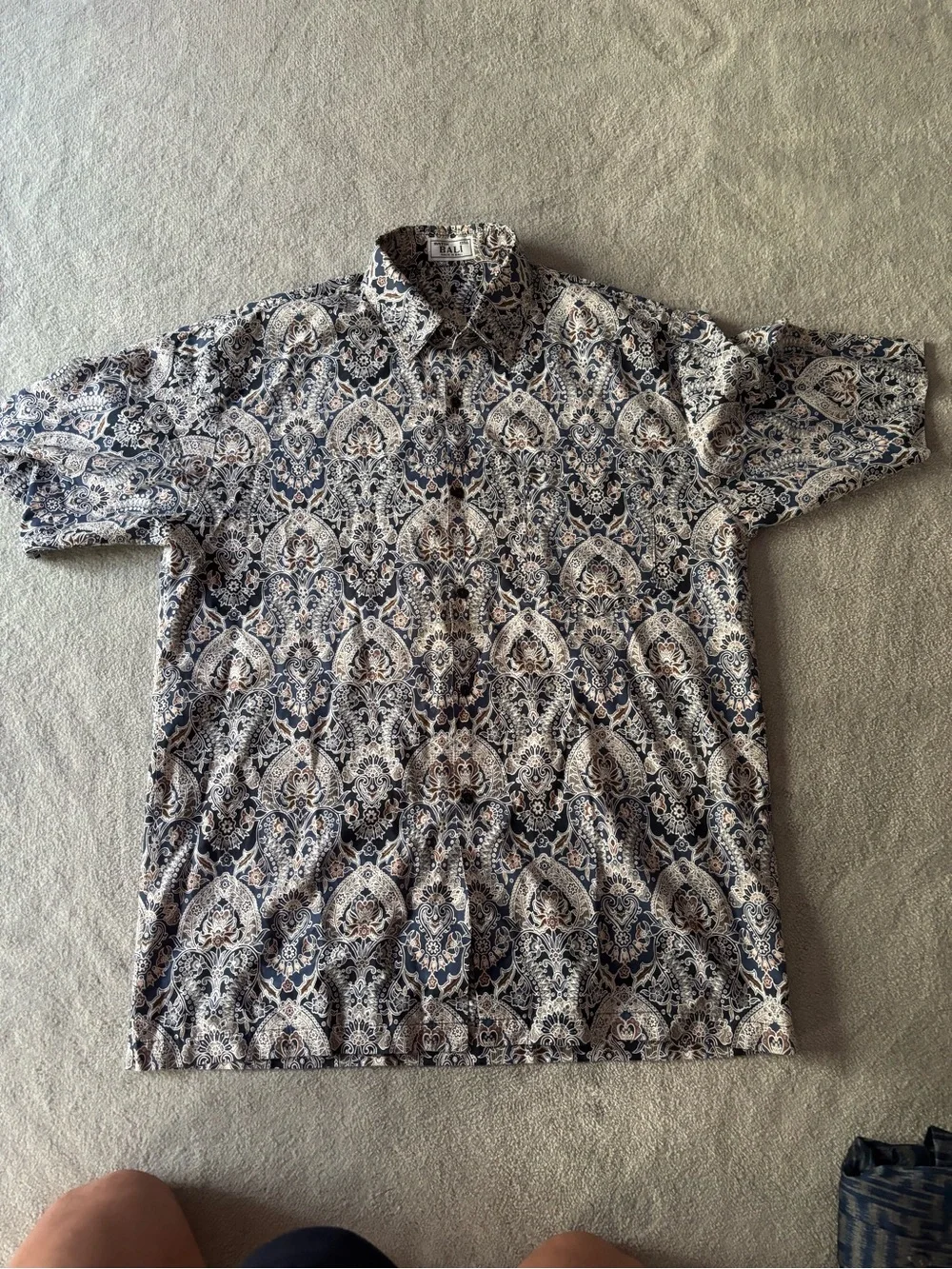 Bali Men's Casual Button-Down Shirts in Black, Blue, and Cream Paisley Set of 3